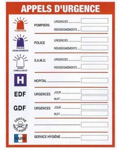 Panneau consignes de sécurité appels d'urgence 460X320mm - 4300344