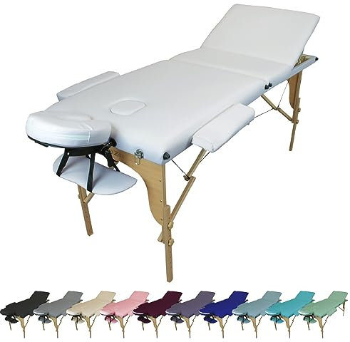 Vivezen - Table de Massage Pliante 3 Zones en Bois avec Panneau Reiki + Accessoires et Housse de Transport - Plusieurs Coloris