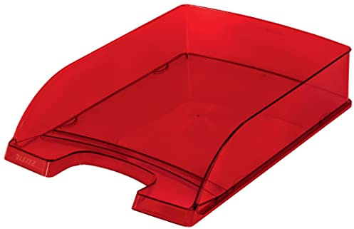 Leitz A4 Letter Tray, Transparent Red, Plus Range, 52260028