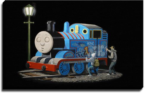 Canvas35 Kunstdruck auf Leinwand, Motiv Banksy Thomas, die kleine Lokomotive, 101,6 x 76,2 cm