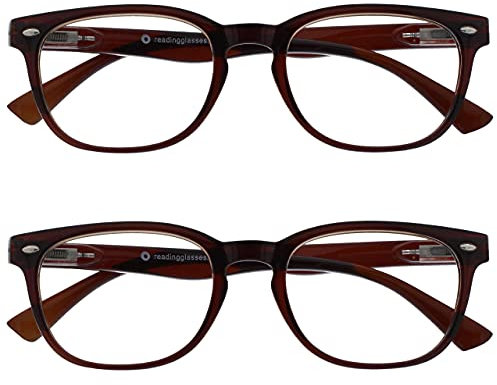 UV Reader Braun Lesebrille Wert 2er-Pack Designer Stil Herren Frauen UVR2PK015 +2,00
