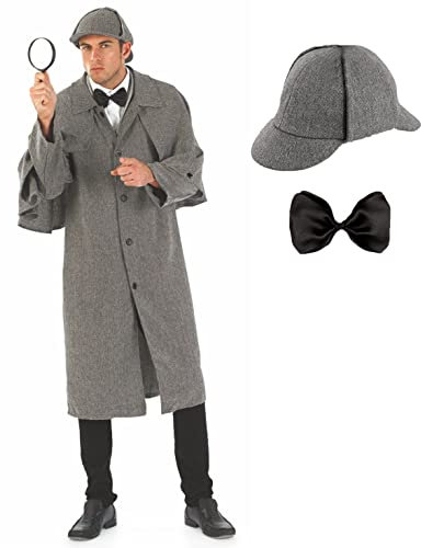 Fun Shack Disfraz Detective Victoriano Hombre,Disfraces Sherlock Holmens, Traje Victoriano, Disfraz Carnaval y Halloween - XL