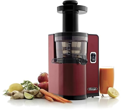 Omega Pure Press Cold Press, Vertical Low-Speed Juicer, in Red (VSJ843QR)
