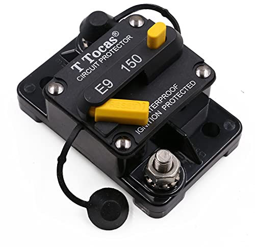 T Tocas Heavy Duty 150A Schutzschalter mit Manuelles Reset Sicherungshalter 12V-48V DC, wasserdichte 150 Amp Leistungsschalter für Solar, Kfz Audio, Wohnmobil, LKW, Marine, Boot-Trolling Motor