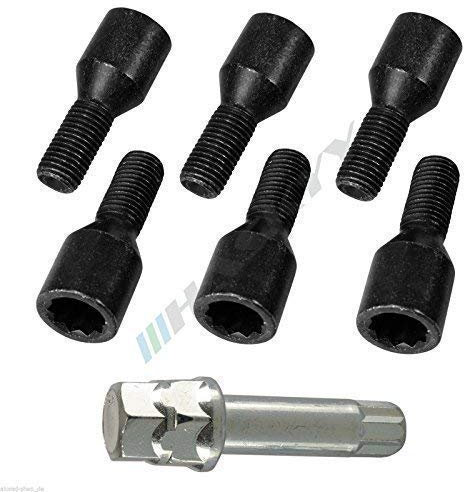 20 Stern Radschrauben M12X1.5x28mm Schwarz Kegel mit 60° SCHWARZ Rundkopf D20 Sternschrauben Tuner Bolts Schrauben Bolzen