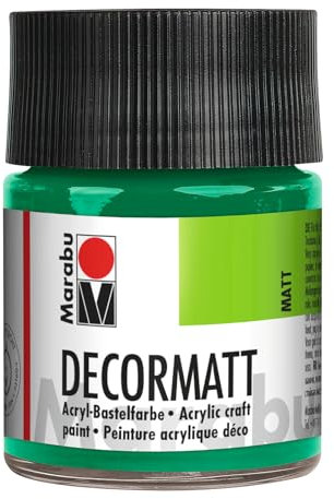 Marabu 14010005067 - Decormatt Acryl Saftgrün 067, 50 ml, samtmatte Acrylfarbe auf Wasserbasis, cremig und farbintensiv, speichelfest, wetterfest, zum freien Malen und Schablonieren