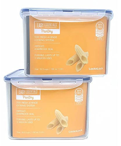 (Pack of 2) LOCK & LOCK Airtight Rectangular Tall Food Storage Container 131.87-oz / 16.48-cup