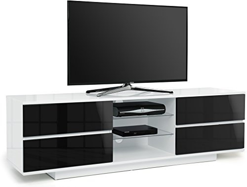 Centurion Supports Avitus Premium High Gloss White with 4-Drawers & 3-Shelf 32-65 LED/OLED/LCD TV Cabinet (Black Gloss)