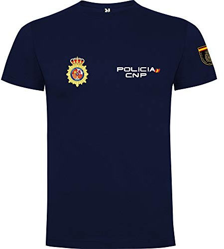 Piel Cabrera Camiseta de policia Nacional (M, Azul Marino)