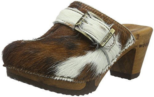 Woody Damen Claudia Clogs, Mehrfarbig (Natur)