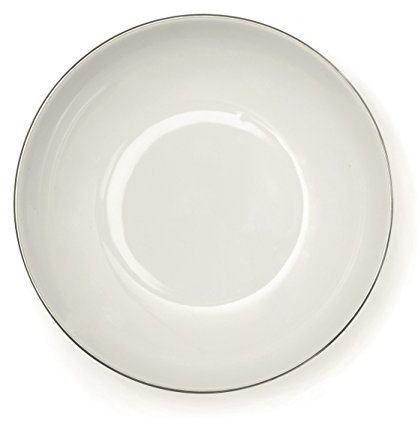 Excelsa Platinum Piatto Fondo, Porcellana, Bianco/Bordo Argento, 21x21x4 cm
