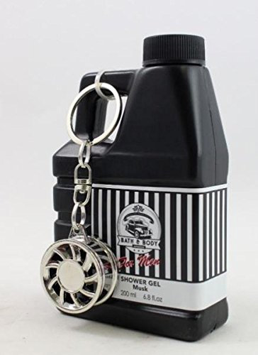 Duschgel für Männer im Deko-Kanister 200ml Bath & Body Services Auto Geschenk (Bath & Body Services schwarz weiß)