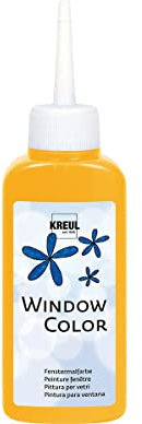 KREUL 42705 - Window Color goldgelb 80 ml, Fenstermalfarbe auf Wasserbasis, mit strukturierter Oberfläche, für Glas, Spiegel, Fliesen und andere glatte Flächen
