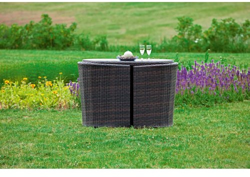 MERXX 5tlg. Balkonset Treviso, 2X Sessel inkl. Sitzkissen, 1 Tisch 115 x 64 cm, naturgrau