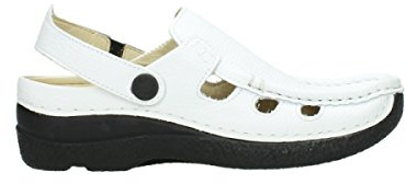 Wolky Roll Multi Clogs Leder geprägt weiß Größe