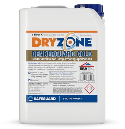 Renderguard Gold (5L) - Advanced Salt-Neutraliser and Waterproofing Additive for Replastering After Rising Damp Treatment