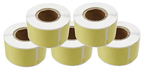 5 Rollen Etiketten für Dymo Typ 99011 (gelb) Ettiketten 28x89 mm