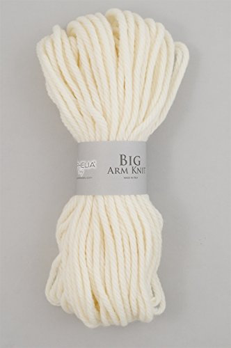 Ophelia Italy Big Arm Knit - Matassa lana 100g filato grosso 70% acrilico 30% lana vergine (001 Bianco)