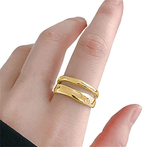 Generisch Doppelring für Damen | Offene Angstringe aus 925er Sterlingsilber für Frauen | Verstellbare stapelbare Ringe Bandringe Fidget Schmuck für Freund Geburtstag