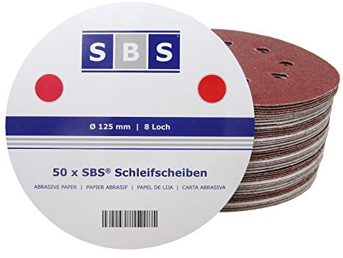 SBS 50 Stück Schleifscheiben | ø 125 mm | 8 Loch | Korn 150 | für Exzenter-Schleifer