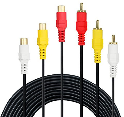 Cable alargador 3 RCA macho a 3 RCA hembra, chapado en oro, ideal para audio y vídeo DVD CD, AV, TV, de Baolongking (1.8m)
