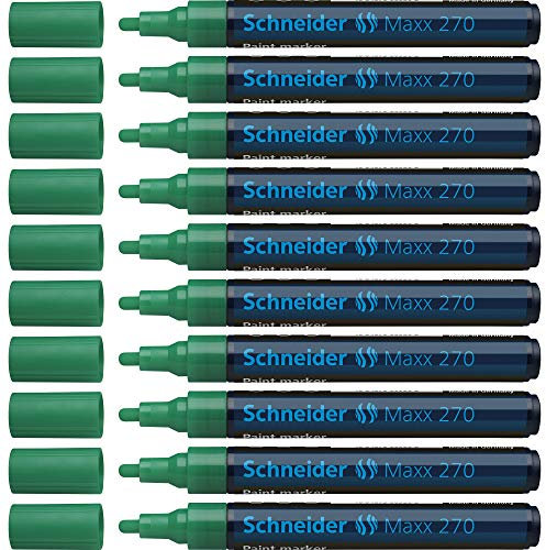 Schneider Maxx 270 Lackmarker (Rundspitze, Spitze austauschbar, 1 - 3 mm) 10er Packung grün