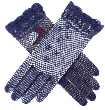 Dents Womens Cotton Crochet Gloves - Navy