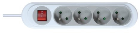 MultIPrise electrique - Prise MultIPle - Bloc MultIPrise - Rallonge electrique - Prolongateur - Rallonge MultIPrise -Gamme NOLA-4 Prises 2P+T 16A avec Interrupteur-Cordon 1.15 mètres, Gris Galet