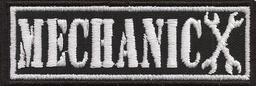 Biker Aufnäher Rangabzeichen - Mechanic - Rankpatch Mechaniker Aufbügler für alle Stoffe l Motorrad Kutten Patch Applikation zum annähen/aufbügeln l Motorradclub Sticker l 90x30mm
