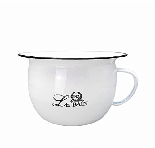 linoows Emaille Pinkelpott im Nostalgiestil, Nachttopf weiß- schwarz 22 cm.