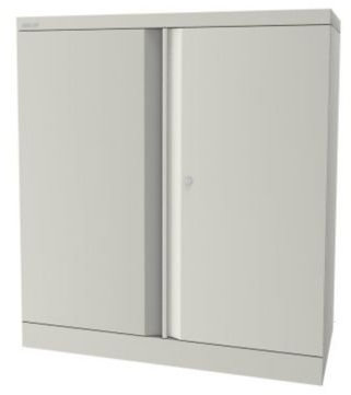 Bisley Flügeltürenschrank Office - 2 Fachböden, 2 OH, 1 Materialfach - Aktenschrank Büroschrank Materialschrank Stahlbüroschrank Stahlschrank