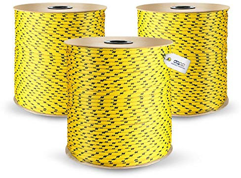 DQ-PP POLYPROPYLENSEIL – 3mm – 200m – GELB – Traglast bis 123 kg Flechtleine Textilseil Schnur Rope Kordel Kunststoffseil geflochten