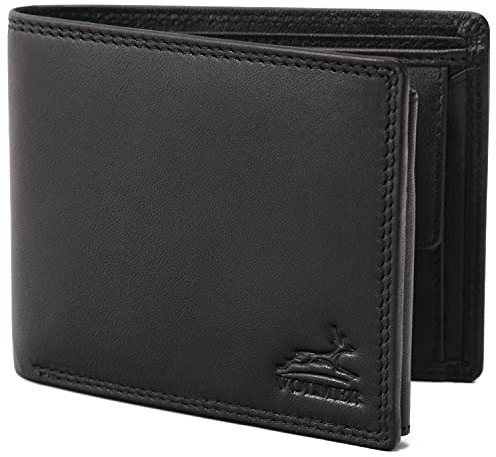 Fa.Volmer ® Herren Geldbörse aus echtem Leder im Querformat | klassisch | schwarz | RFID-Schutz | Geschenkbox | Modell Atlanta