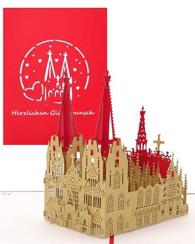 3D Pop Up Karte Kölner Dom - Herzlichen Glückwunsch - Köln Souvenir als Geburtstagskarte, Hochzeitskarte, Reisegutschein, Geschenk, Glückwunschkarte zum Geburtstag, Souvenir & Fanartikel
