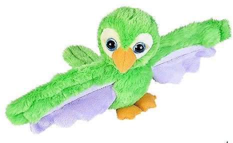 Wild Republic Huggers Schnapparmband Kuscheltier, Plüschtier, Grüner Papagei 20 cm