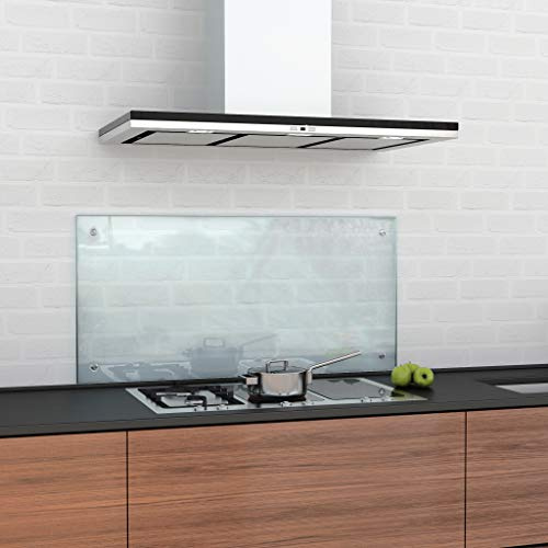 BIJON Spritzschutz Küche Glas Küchenrückwand Glas | Spritzschutz Herd Glas-Platte Wand, Küchenwand - Glasrückwand mit 0mm Wandabstand, Klarglas 60 x 110 cm, inkl. Montageset