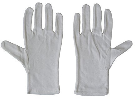 Men's 100% Soft White Cotton Gloves (Large) x 2 Pairs