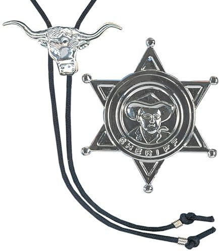 W WIDMANN MILANO Party Fashion 5018C - Schmuckset Cowboy, Fliege und Stern, Wilder Westen, Karneval, Mottoparty