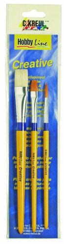 Kreul 723034 - Universalpinsel Synthetics und Borste Set, ein Flachpinsel Borste Größe 16, ein Flachpinsel Synthetics Größe 10 und ein Rundpinsel Synthetics Größe 6