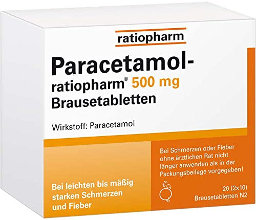 Paracetamol-ratiopharm 500 mg Brausetabletten: Der gut verträgliche Klassiker hilft gegen Schmerzen und Fieber, 20 Brausetabletten