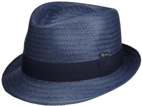 Lipodo Malaga Strohtrilby Damen Herren Kinder Made in Italy Strohhut Sommer blau XS (52-53 cm)