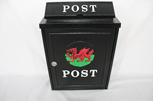 Welsh Dragon Post Box - Black