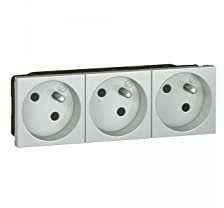 Legrand 079273 Triple Prise de Courant 2P+T Surface Précâblées Mosaic 3x2 Modules, Aluminium, Lot de 5