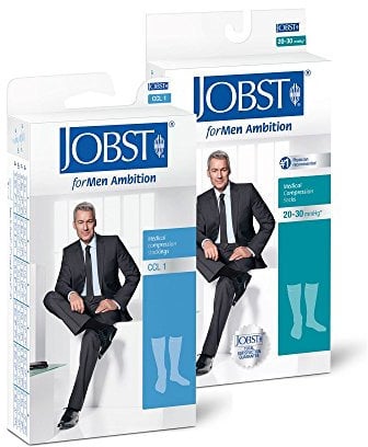 JOBST forMen Ambition Herren Kompressionsstrümpfe / KKL1 / Größe VI/Braun/geschlossene Spitze/long/ohne Haftrand/Kniestrümpfe mit Baumwolle und integrierten Carbonfasern