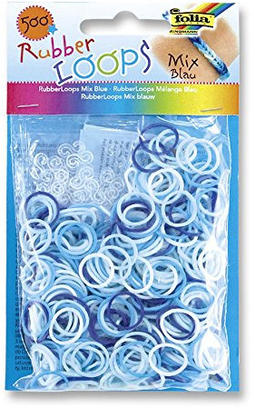 Folia Rubber Loops Gummibänder, 500 Stück, Farbe:Blau Mix