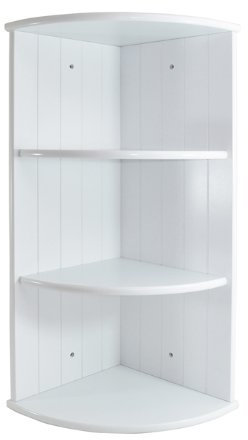 Roman at Home White Shaker 3 Shelf Corner Wall Unit, 60.5 x 25.5 x 25.5 cm
