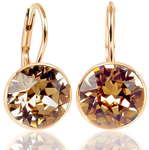NOBEL SCHMUCK Ohrringe Rosegold Braun Markenkristalle Echtsilber 925 Ohrhänger kurz