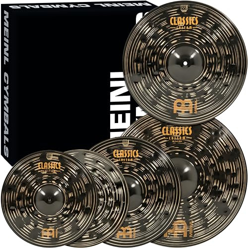 Meinl Becken Set Box Pack mit 14 Zoll Hihats, 20 Zoll Ride, 16 Zoll Crash, plus gratis 18 Zoll Crash - Classics Custom Dark - Made in Germany