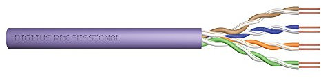 DIGITUS 305 m Cat 6 Netzwerkkabel - U-UTP Simplex - BauPVO Eca - PVC Mantel - 250 MHz Kupfer AWG 24/1 - PoE Kompatibel - LAN Kabel Verlegekabel Ethernet Kabel - Violett