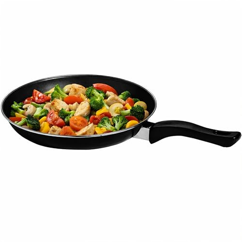 Premier Housewares 24cm Black Frying Pan | Durable Carbon Steel Non-Stick Skillet with Heat-Resistant Bakelite Handle | Ideal for Everyday Cooking and Easy Cleaning